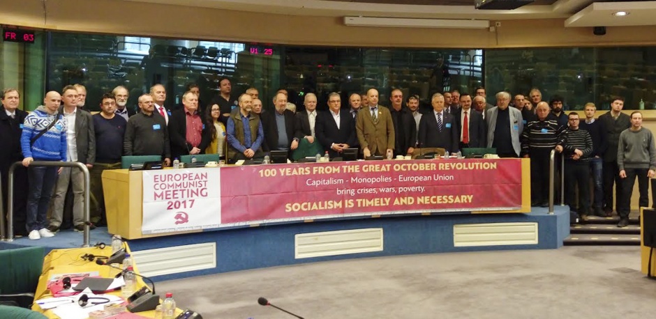 Deltagerne i mødet mellem de europæiske kommunistiske partier i Bruxelles den 23. januar.